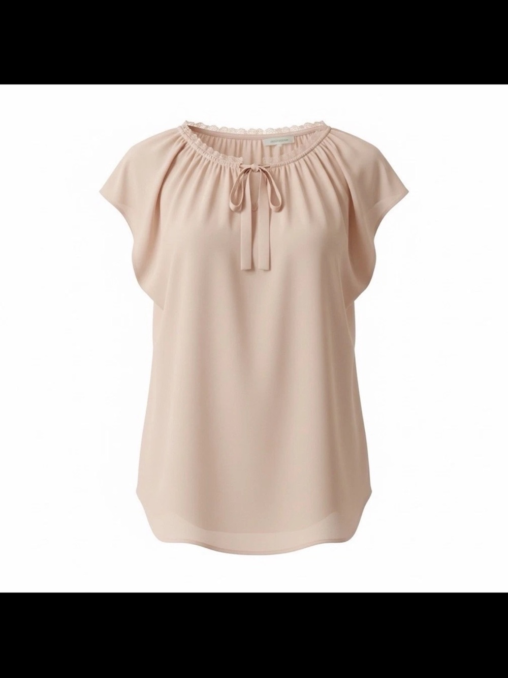 LC Lauren Conrad cream color Tie-Neck Flutter Sleeve Blouse